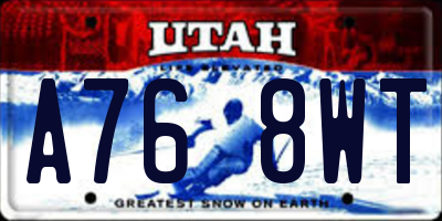 UT license plate A768WT