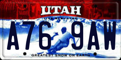 UT license plate A769AW