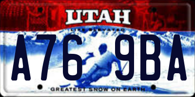 UT license plate A769BA