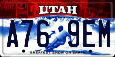 UT license plate A769EM