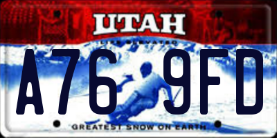 UT license plate A769FD