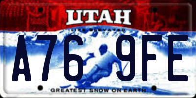 UT license plate A769FE