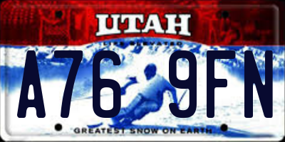 UT license plate A769FN