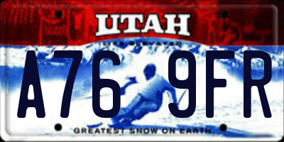 UT license plate A769FR