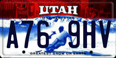 UT license plate A769HV