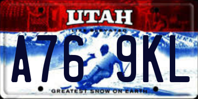 UT license plate A769KL