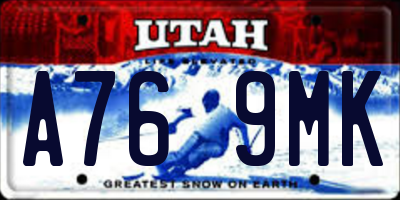 UT license plate A769MK