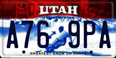 UT license plate A769PA