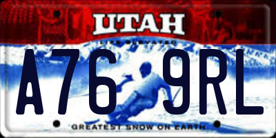 UT license plate A769RL