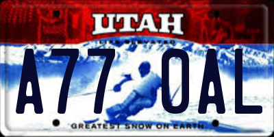 UT license plate A770AL