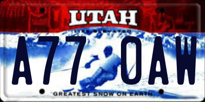 UT license plate A770AW