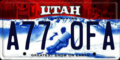 UT license plate A770FA