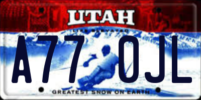 UT license plate A770JL