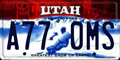 UT license plate A770MS