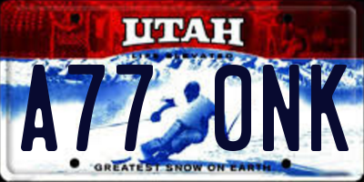 UT license plate A770NK