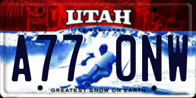 UT license plate A770NW