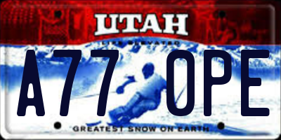 UT license plate A770PE