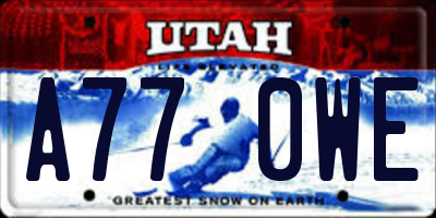UT license plate A770WE