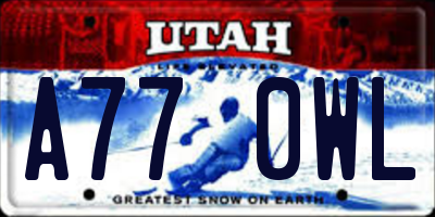 UT license plate A770WL
