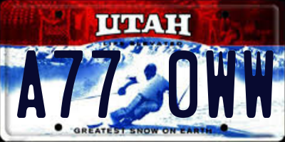 UT license plate A770WW