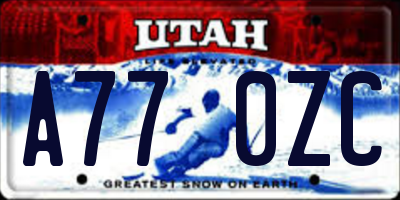UT license plate A770ZC