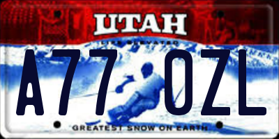 UT license plate A770ZL