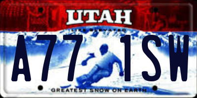 UT license plate A771SW