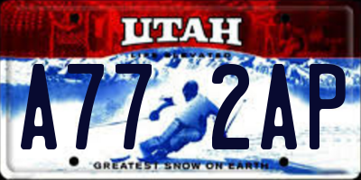 UT license plate A772AP