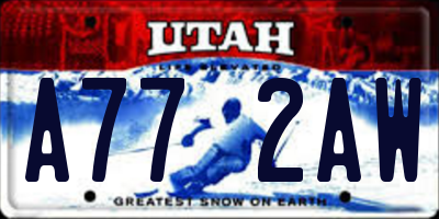 UT license plate A772AW
