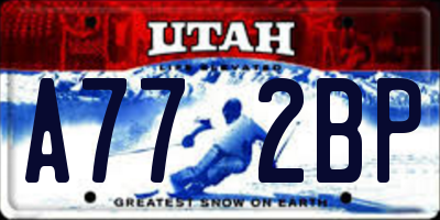 UT license plate A772BP