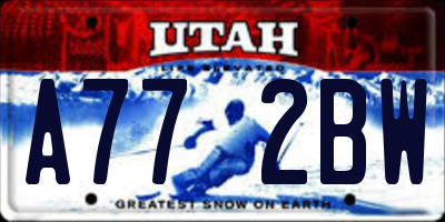 UT license plate A772BW