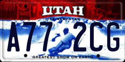 UT license plate A772CG