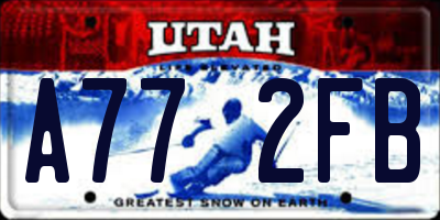 UT license plate A772FB