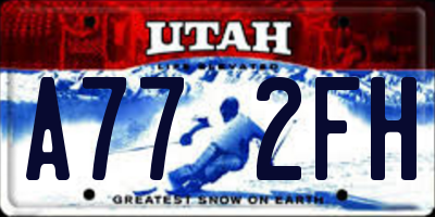 UT license plate A772FH