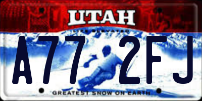 UT license plate A772FJ
