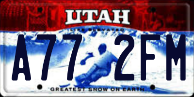 UT license plate A772FM