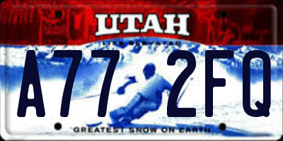UT license plate A772FQ