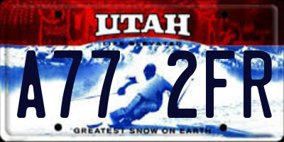 UT license plate A772FR