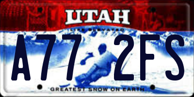 UT license plate A772FS