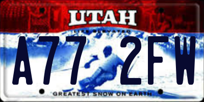 UT license plate A772FW