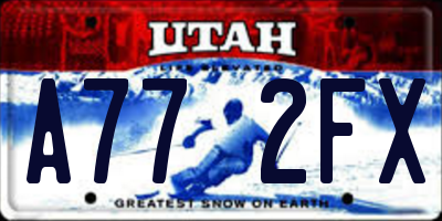 UT license plate A772FX