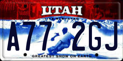 UT license plate A772GJ