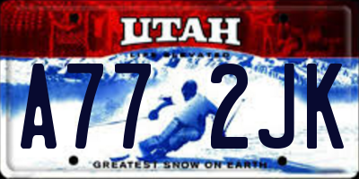 UT license plate A772JK