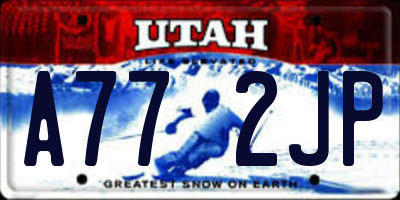 UT license plate A772JP