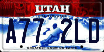 UT license plate A772LD