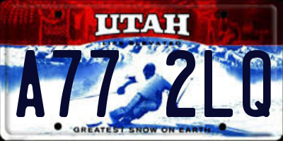 UT license plate A772LQ