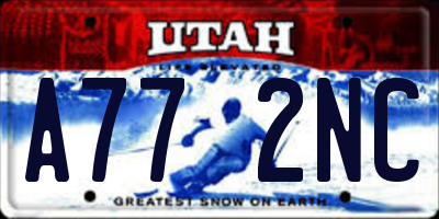 UT license plate A772NC