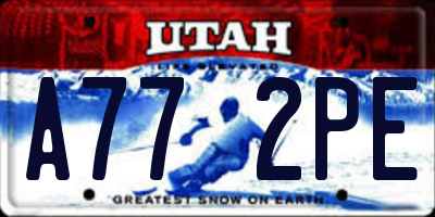 UT license plate A772PE
