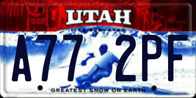UT license plate A772PF