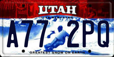 UT license plate A772PQ